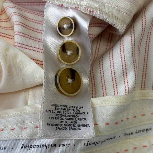 ๐ค Anthropologie Essential Slim Striped Cream Pants Size 12 ๐ค - Picture 15 of 16